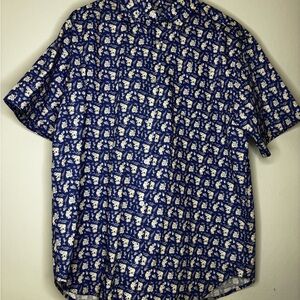 Bird Dod Bay Men's Short-Sleeve Blue Printed Button-Up Shirt